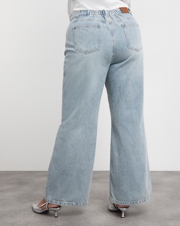Light Wash Embellished Wide Leg Jeans