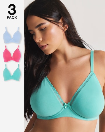 Pretty Secrets (3 Pack) Claire Cotton Moulded Full Cup Wired Bras (B-E)