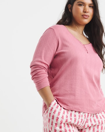 Pretty Secrets Henley Top Heart Pointelle Pyjama Set