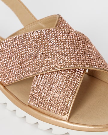 Cushion Walk Rose Gold Shimmer Sparkle Strap Slingbacks - Extra Wide Fit (EEE)