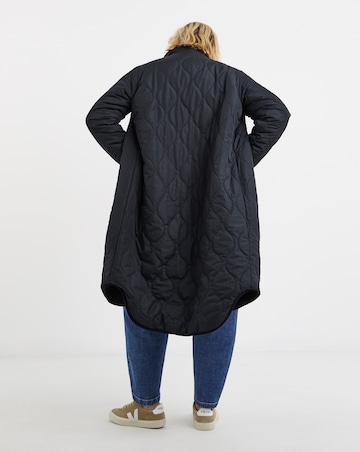 Navy Reversible Borg Quilted Coat