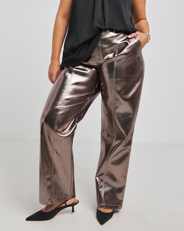 Joanna Hope Bronze Metallic PU Trousers