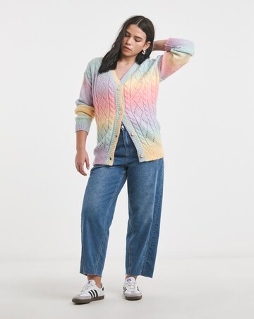 Rainbow Ombre Pointelle Boyfriend Cardigan