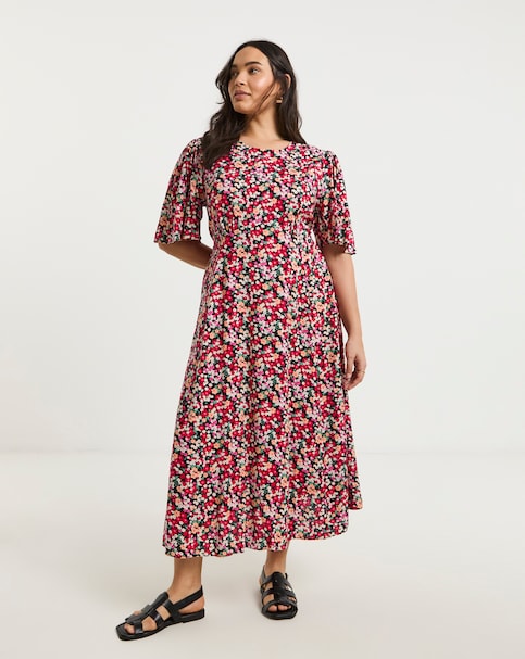Ditsy Floral Print Midi Dress