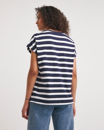 Navy & White Longline Stripe Cut About T-Shirt