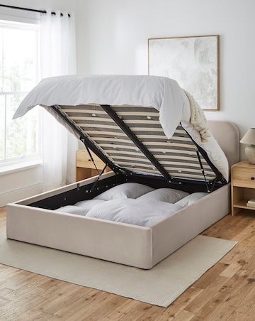 Emery Velvet Storage Ottoman Bed