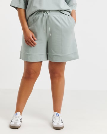 Simply Be Sage Jogger Shorts with Rib Detail