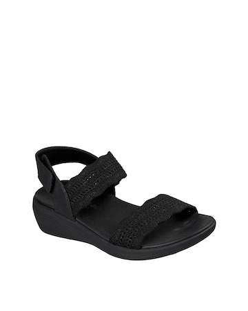 Skechers Arya Glitter Knit Sling Back Black Sandals - Standard Fit (D)