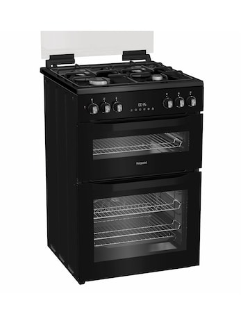 Hotpoint HDD6GDC2B1 60cm Dual Fuel Double Cooker Glass Lid - Black + Install