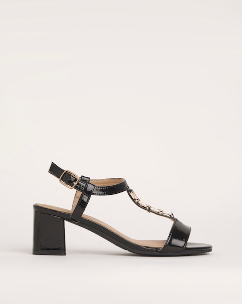 Cushion Walk T Bar Block Heeled Sandals E Fit