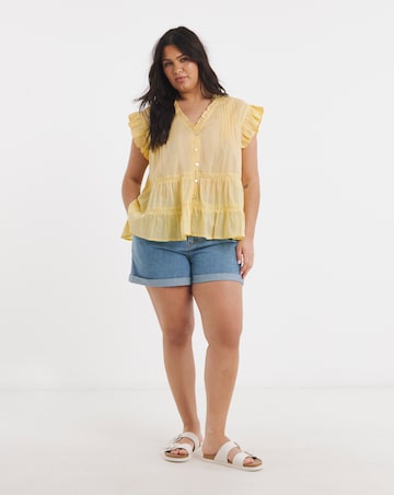 Yellow Cotton Tiered Blouse