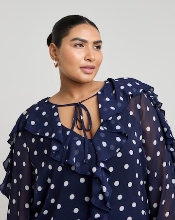 Joanna Hope Crinkle Chiffon Ruffle Blouse