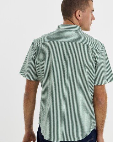 Levi's Short Sleeve Authentic Button Down Stripe Shirt - Green