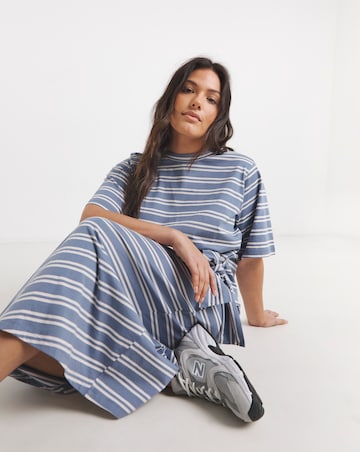 Stripe Jersey Midi With Side Tie