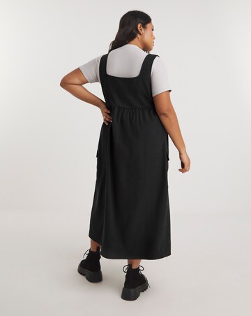 Black Cargo Utility Midi Dress