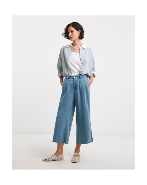 Wide Leg Crop Jeans with Tencel™ Lyocell