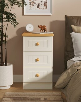 Frances Ready Assembled 3 Drawer Bedside