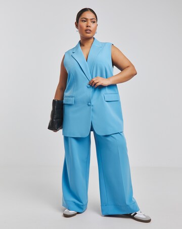 Simply Be Blue Wide Leg Tailored Trouser