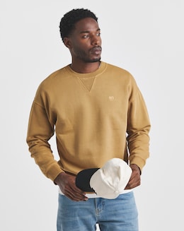 Union Garment Dyed Crew Sweatshirt-Tan