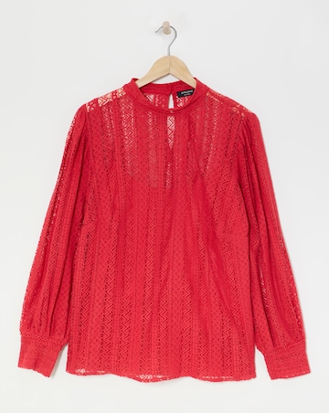 Scarlet Long Sleeve High Neck Lace Top