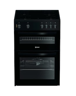 Indesit ITE6VMB 60cm Electric Twin Cooker with Ceramic Hob - Black