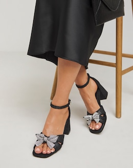 Peppo Diamante Bow Block Heel Sandal - Wide Fit (EEE)