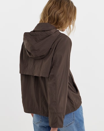Chocolate Hooded Tech Rain Jacket
