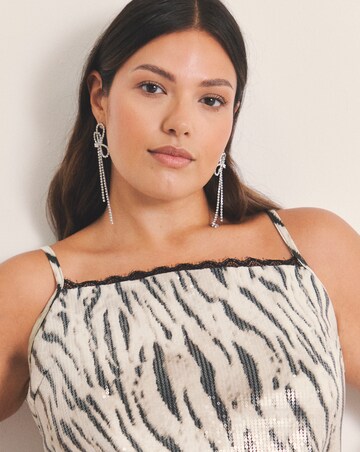 Brown Zebra Print Clear Sequin Cami Top