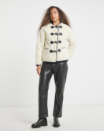 Cream Duffle Round Collar Borg Jacket