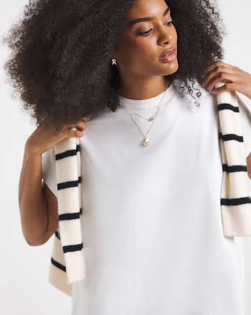 White Slouchy Dip Back Pure Cotton T-Shirt