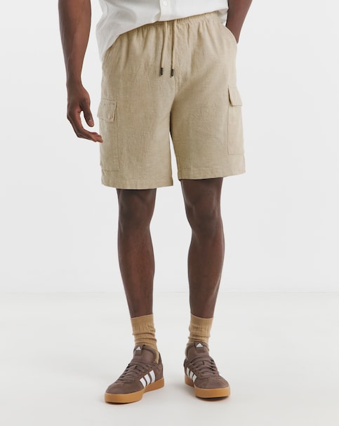 Linen Blend Elasticated Cargo Short