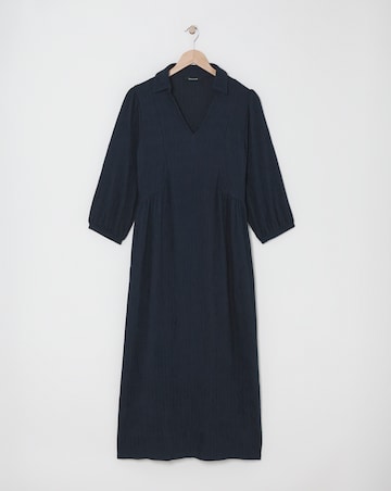 Textured Jersey Collared Midi Dress