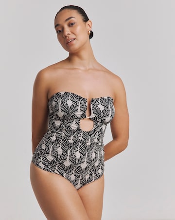 Trim Detail Bandeau Swimsuit With Detachable Straps