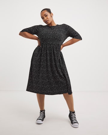 Spot Print Supersoft Jersey Pocket Midi Dress
