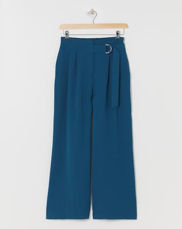 Textured Wide Leg Belted Trouser