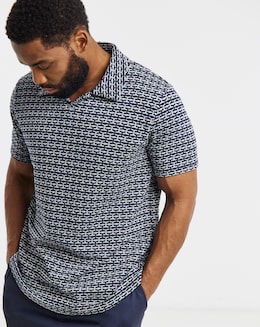 Jack &amp; Jones Eli Jacquard Knit Polo - Navy