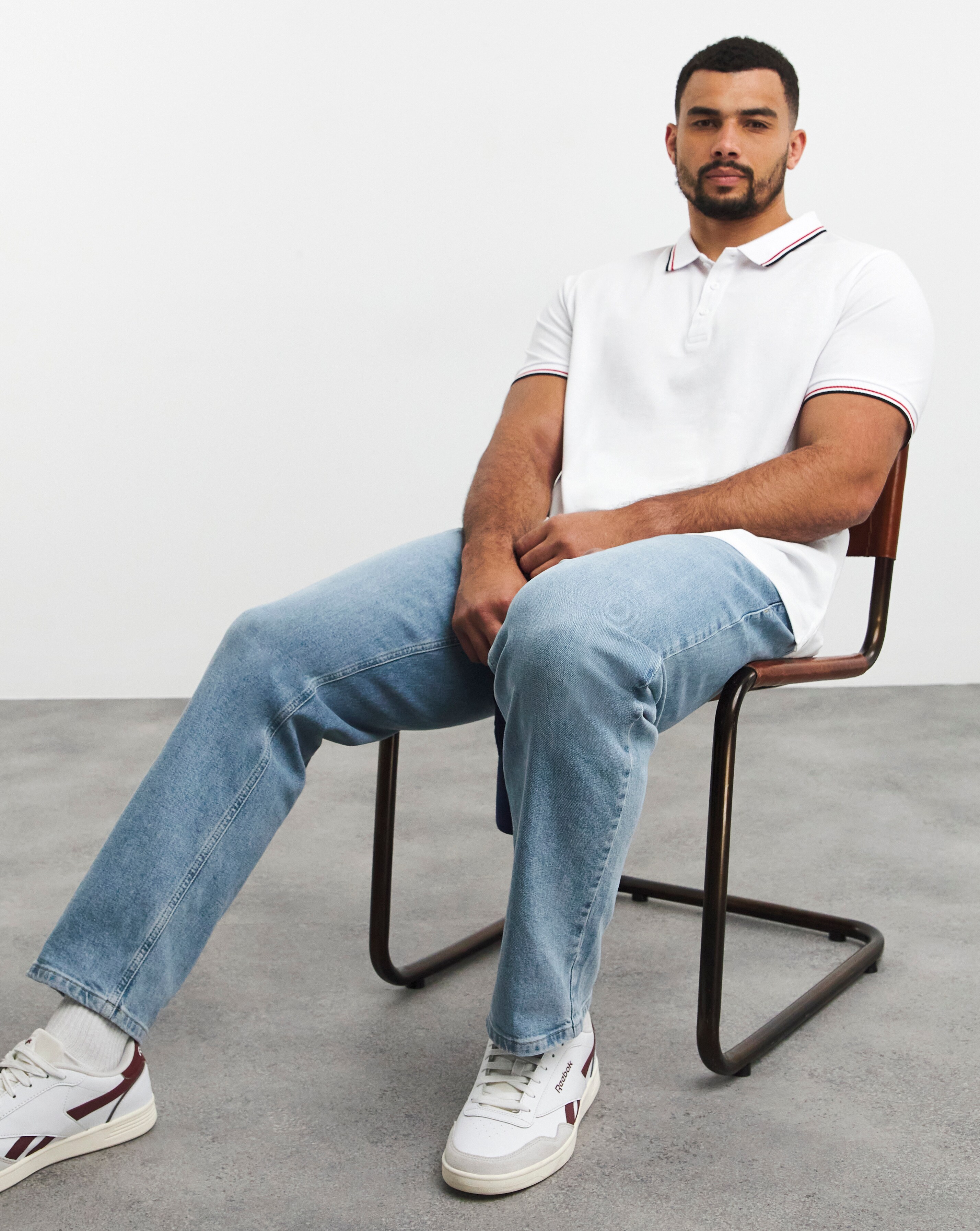 Pure Cotton Pique Tipped Polo- White