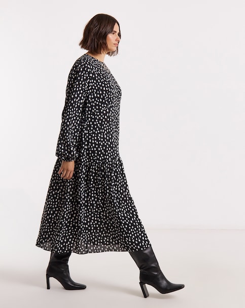 Simply Be Spot Print Cinch Detail Midi Dress
