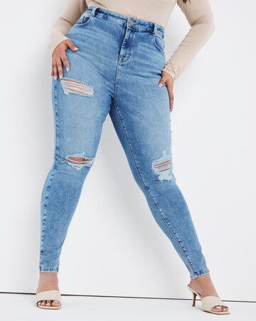 Chloe Stonewash Ripped High Waist Skinny Jeans