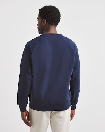 Union Garment Dyed Raglan Crew Neck Sweatshirt-Navy