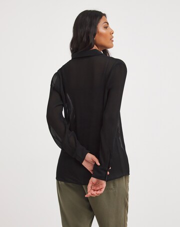 Black Sheer Plisse Shirt