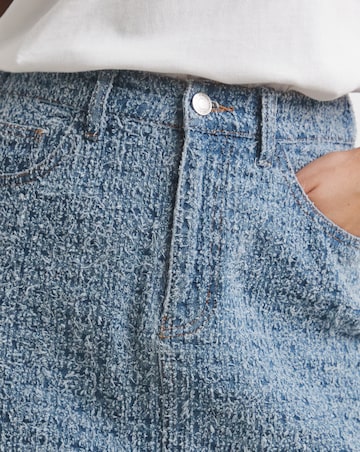 Light Mid Blue Distrssed Denim Mini Skirt