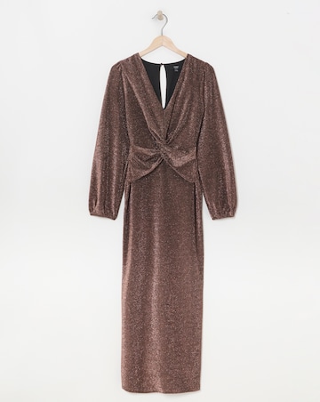 Joanna Hope Copper Glitter Twist Front Jersey Maxi Dress