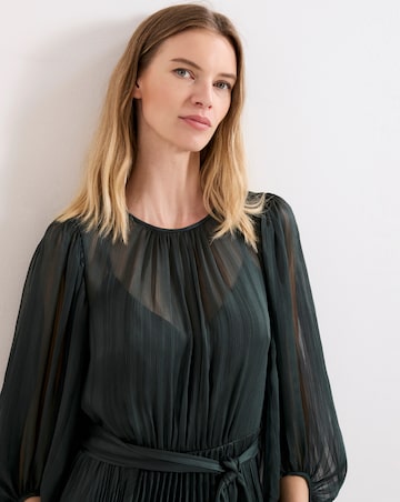 Phase Eight Lucie Green Striped Pleat Dress