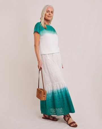 Julipa White Ombre Pure Cotton Broderie Skirt
