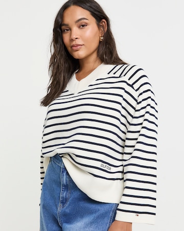 Tommy Hilfiger Mini Stripe V-Neck Long Sleeve Sweater