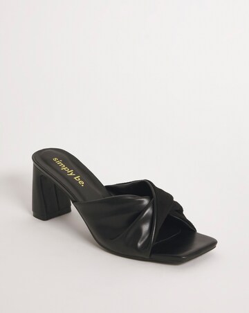 Enya Twist Heeled Mule Sandals - Extra Wide Fit (EEE)