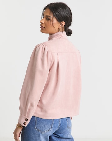 Simply Be Soft Pink Funnel Neck Suedette Jacket