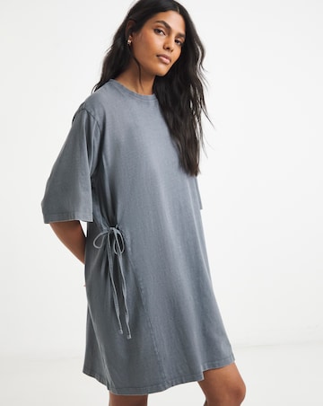 Simply Be Grey Acid Wash Cinched T-Shirt Dress