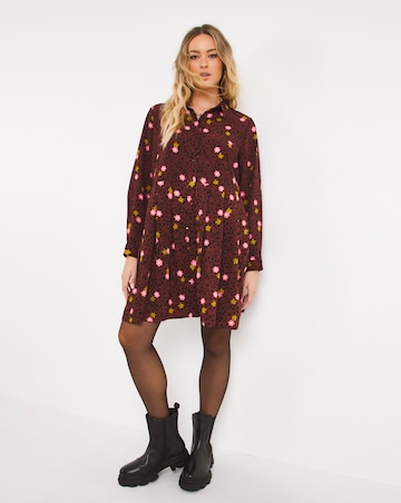 Mixed Animal Print Button Through Shirt Dress
